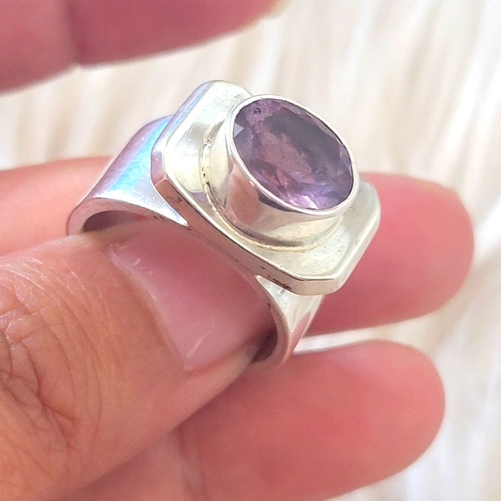 Handmade 925 sterling silver & amethyst ring size 6